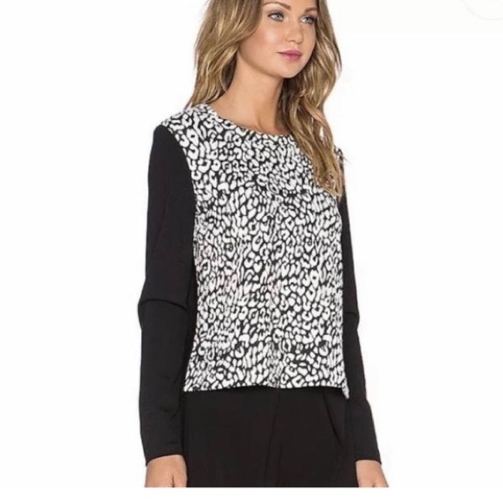 Kate Spade Black White Leopard Jacquard Pullover